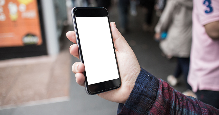 A person holding a mobile phone